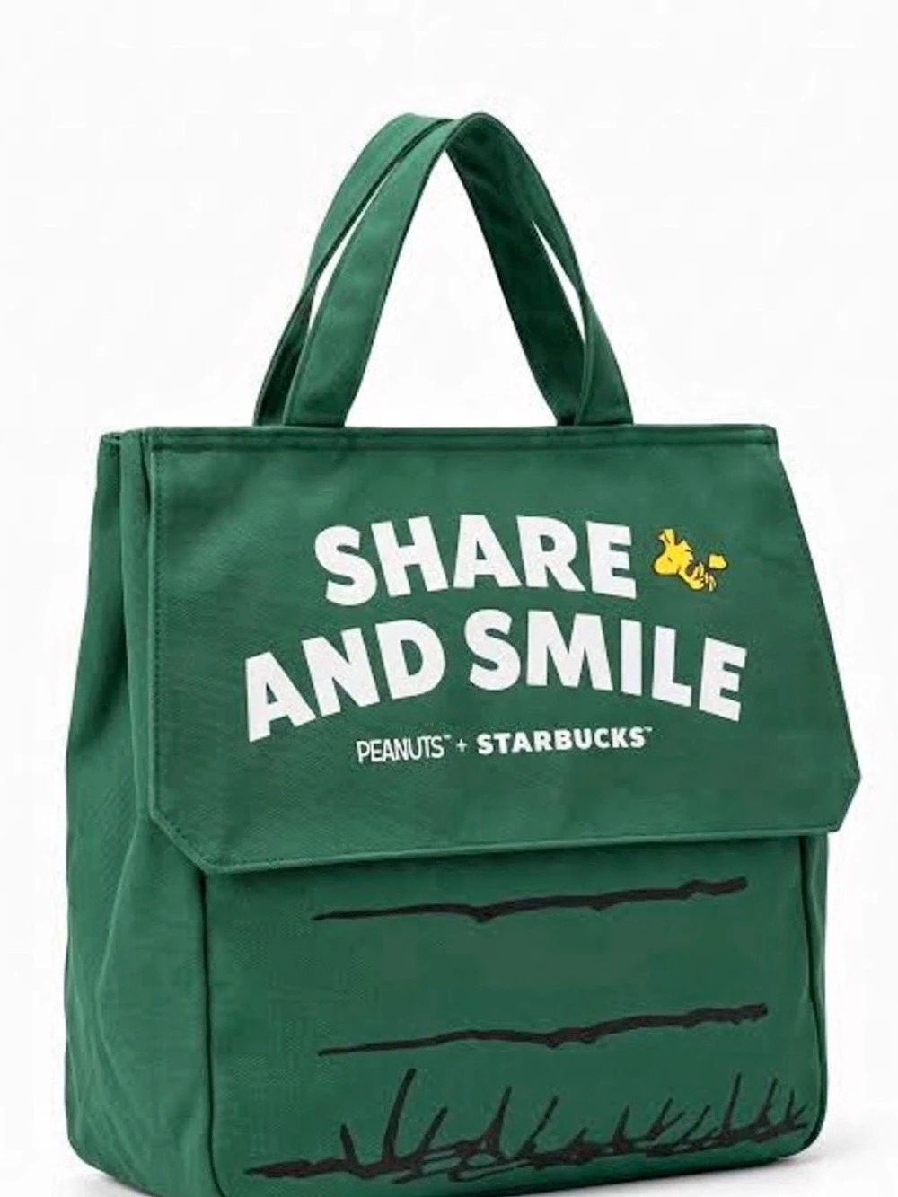 Starbucks Peanuts x Starbucks Mini Tote Bag Snoopy Tote Green & Black